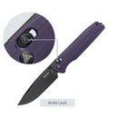 SRM Terrier 258L-GN Folding Knife – 3.65" D2 Drop Point, Matte Black Blade, Green G10 Handle, Crossbar Lock