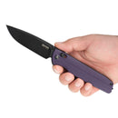 SRM Terrier 258L-GN Folding Knife – 3.65" D2 Drop Point, Matte Black Blade, Green G10 Handle, Crossbar Lock