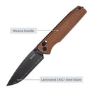 SRM Terrier 3.65" Laminated 140Cr Crossbar Lock Folding Knife – Micarta Handle (258L-MN2)