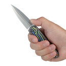 SRM Twin 2.99" N690 Dagger Crossbar Lock Folding Knife – Rainbow G10 Handle (251MB-GX)