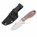 Tenable Tiny Dancer G014A5 – 3.17" Stonewashed D2 Drop Point Blade, Brown Micarta Handle, Fixed Blade EDC Knife – Designed by JB Stout
