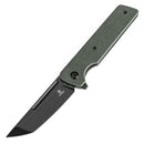 Tenable Anomaly T2038T2 – 3.14" Blackwash Nitro-V Tanto Blade, Green Micarta Handle with Liner Lock