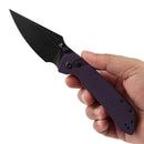Tenable Fenrir T1034F10 – 3.45" 14C28N Harpoon Button Lock Knife with Purple G10 Handle
