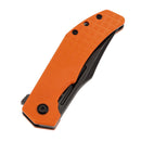 Orange G10 handle with black clip and blade