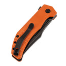 Back view of orange G10 handle with pocket clip