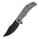 Tenable Orion B1089C4 – 3.07" Blackwash Nitro-V Clip Point Folding Knife, Green Micarta Handle, Liner Lock, JB Stout Design