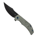 Tenable Orion B1089C4 – 3.07" Blackwash Nitro-V Clip Point Folding Knife, Green Micarta Handle, Liner Lock, JB Stout Design