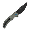 Tenable Orion B1089C4 – 3.07" Blackwash Nitro-V Clip Point Folding Knife, Green Micarta Handle, Liner Lock, JB Stout Design