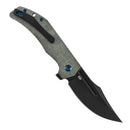 Tenable Orion B1089C4 – 3.07" Blackwash Nitro-V Clip Point Folding Knife, Green Micarta Handle, Liner Lock, JB Stout Design