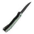 Tenable Orion B1089C4 – 3.07" Blackwash Nitro-V Clip Point Folding Knife, Green Micarta Handle, Liner Lock, JB Stout Design