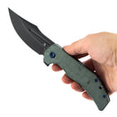 Tenable Orion B1089C4 – 3.07" Blackwash Nitro-V Clip Point Folding Knife, Green Micarta Handle, Liner Lock, JB Stout Design