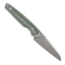Outdoor fixed blade knife with green handle and sheath