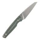 Camping and hunting fixed blade knife with green micarta handle