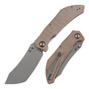 Tenable Tipper B1079A3 – 3.39" Stonewashed Nitro-V Cleaver Folding Knife, Brown Micarta Handle, Edgy Bladeworks Design