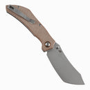 Tenable Tipper B1079A3 – 3.39" Stonewashed Nitro-V Cleaver Folding Knife, Brown Micarta Handle, Edgy Bladeworks Design