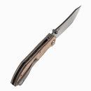 Tenable Tipper B1079A3 – 3.39" Stonewashed Nitro-V Cleaver Folding Knife, Brown Micarta Handle, Edgy Bladeworks Design