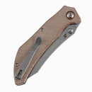 Tenable Tipper B1079A3 – 3.39" Stonewashed Nitro-V Cleaver Folding Knife, Brown Micarta Handle, Edgy Bladeworks Design