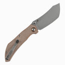 Tenable Tipper B1079A3 – 3.39" Stonewashed Nitro-V Cleaver Folding Knife, Brown Micarta Handle, Edgy Bladeworks Design