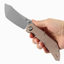 Tenable Tipper B1079A3 – 3.39" Stonewashed Nitro-V Cleaver Folding Knife, Brown Micarta Handle, Edgy Bladeworks Design