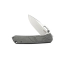 Kubey Blackout Folding Knife 3.15" M390 Satin & Sandblast Drop Point Blade Gray Titanium Handle Frame Lock KB259B