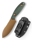 Fixed blade camping knife with green Micarta handle and rose gold blade