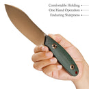 TRIVISA Aubergine-GM JM05-GM-14 – 3.86" 14C28N Drop Point Fixed Blade Knife with Rose Gold Blade & Green Micarta