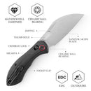 Close-up of black handle with pocket clip and blade details