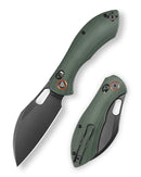 TRIVISA Batwing-GM JM10L-GM-14 folding knife with green Micarta handle and black blade