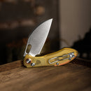 TRIVISA Batwing-YP JM10S-YP-14 – 2.99" 14C28N Sheepfoot Crossbar Lock Knife with PEI Handle