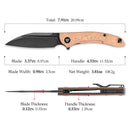 TRIVISA Cuckoo-CU TY30-CU-14 – 3.37" 14C28N Sheepfoot Liner Lock Knife with Copper Foil Handle