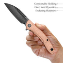 TRIVISA Cuckoo-CU TY30-CU-14 – 3.37" 14C28N Sheepfoot Liner Lock Knife with Copper Foil Handle