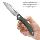 TRIVISA Cuckoo-GM TY30-GM-14 – 3.37" 14C28N Sheepfoot Liner Lock Knife with Micarta Handle