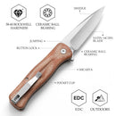 TRIVISA Dor-04Br TY09-OM-14C – 3.66" 14C28N Button Lock Knife with Brown Micarta Handle
