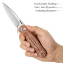TRIVISA Dor-04Br TY09-OM-14C – 3.66" 14C28N Button Lock Knife with Brown Micarta Handle