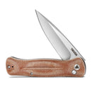 TRIVISA Dor-04Br TY09-OM-14C – 3.66" 14C28N Button Lock Knife with Brown Micarta Handle