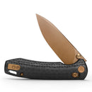 TRIVISA Dragonfly-CG JM03-CG-14 folding knife with black carbon fiber handle and rose gold clip
