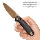 TRIVISA Dragonfly-CG JM03-CG-14 pocket knife with black carbon fiber handle and rose gold details