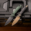 TRIVISA Dragonfly-GM JM03-GM-14 2.99" drop point crossbar lock knife with green Micarta handle and black stonewash blade