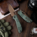 TRIVISA Gecko-GM JM04-GM-14 – 3.4" 14C28N Drop Point Liner Lock Knife with Micarta Handle