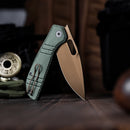 TRIVISA Gecko-GM JM04-GM-14 – 3.4" 14C28N Drop Point Liner Lock Knife with Micarta Handle