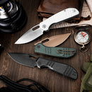 TRIVISA Gecko-GM JM04-GM-14 – 3.4" 14C28N Drop Point Liner Lock Knife with Micarta Handle