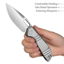 TRIVISA Gecko-P JM04-P-M – 3.4" M390 Drop Point Liner Lock Knife with Titanium Handle