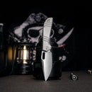 TRIVISA Gecko-P JM04-P-M – 3.4" M390 Drop Point Liner Lock Knife with Titanium Handle
