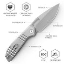 TRIVISA Gecko-S JM04-S-M – 3.4" M390 Drop Point Liner Lock Knife with Titanium Handle