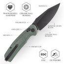 TRIVISA Hornet-04G JM01-GM-14 – 3.34" 14C28N Drop Point Axis Lock Knife with Micarta Handle