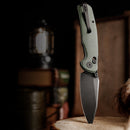 TRIVISA Hornet-04G JM01-GM-14 – 3.34" 14C28N Drop Point Axis Lock Knife with Micarta Handle
