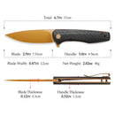 TRIVISA Hummingbird-CG – 2.9" 14C28N Drop Point Liner Lock Knife with Carbon Fiber Style G10 Handle
