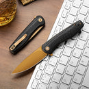 TRIVISA Hummingbird-CG – 2.9" 14C28N Drop Point Liner Lock Knife with Carbon Fiber Style G10 Handle