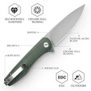 TRIVISA Hummingbird-GM JM07-GM-14 – 2.9" 14C28N Drop Point Liner Lock Knife with Micarta Handle