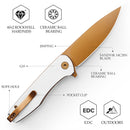 TRIVISA Hummingbird-WG JM07-WG-14 – 2.9" 14C28N Drop Point Liner Lock Knife with G10 Handle